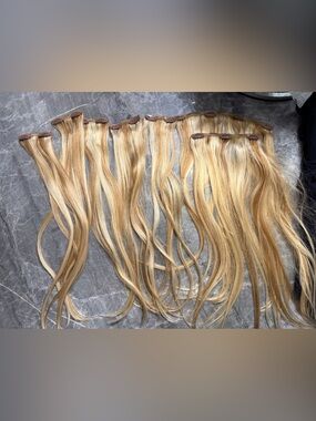 Blonde Clip-In Remy human Hair Extensions - Natural Blonde